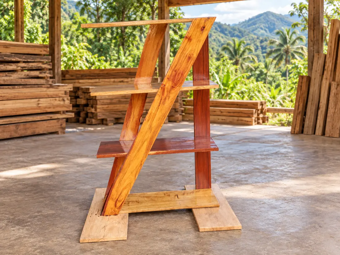 Estante de madera tipo escalera