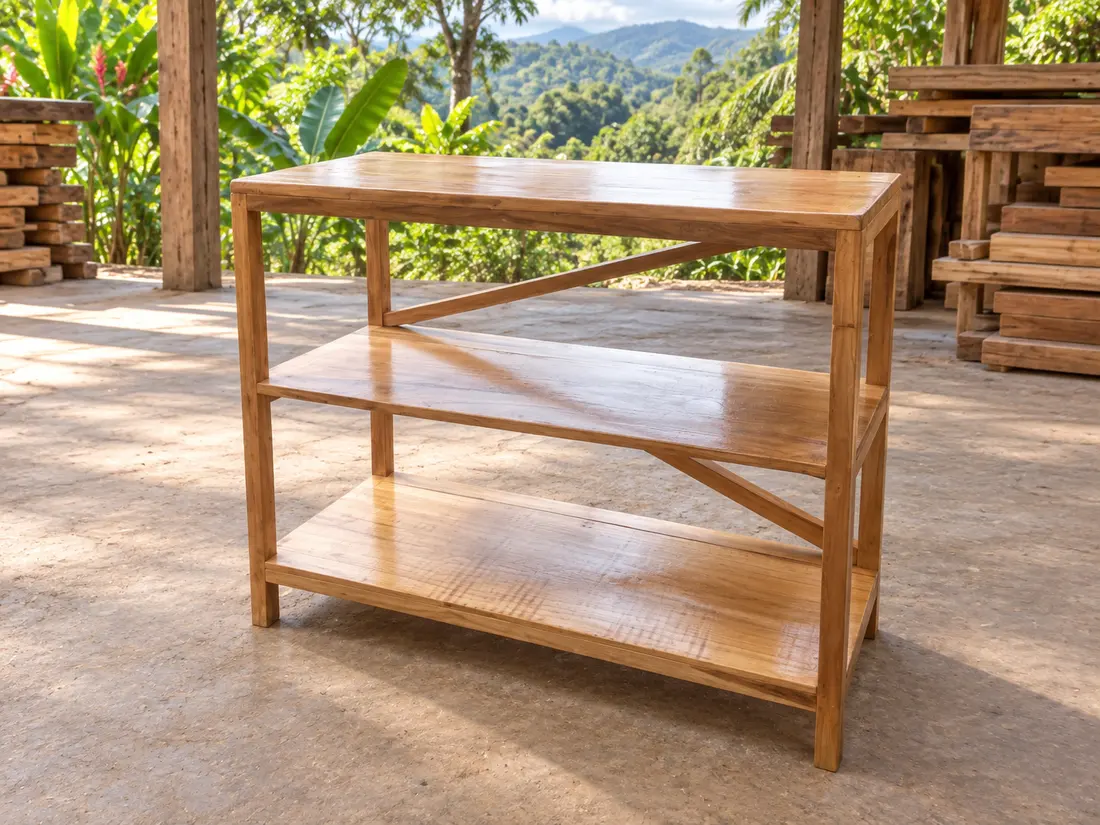 Estante de madera de tres niveles — imagen 1