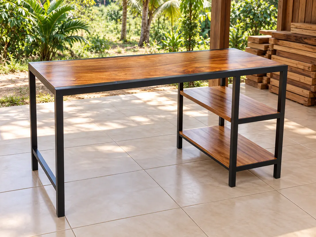Mesa con estructura metálica y madera — imagen 3