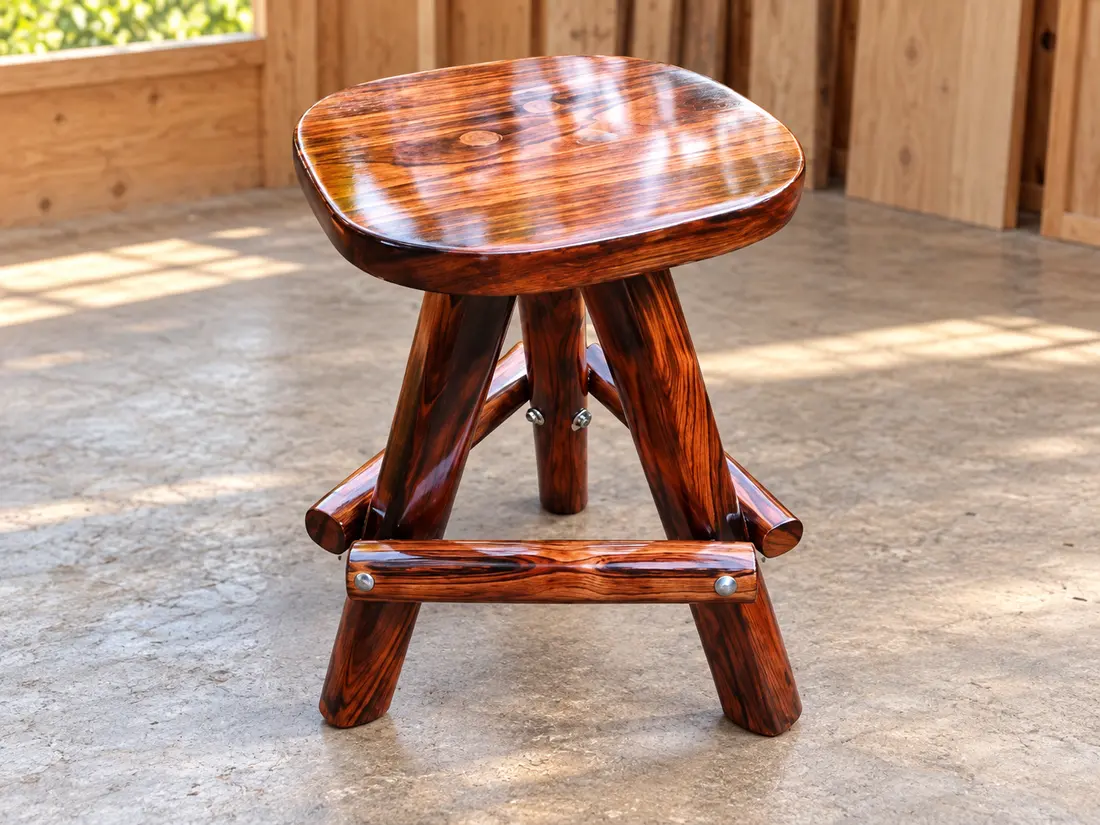 Banco bajo de madera con asiento redondeado — imagen 1