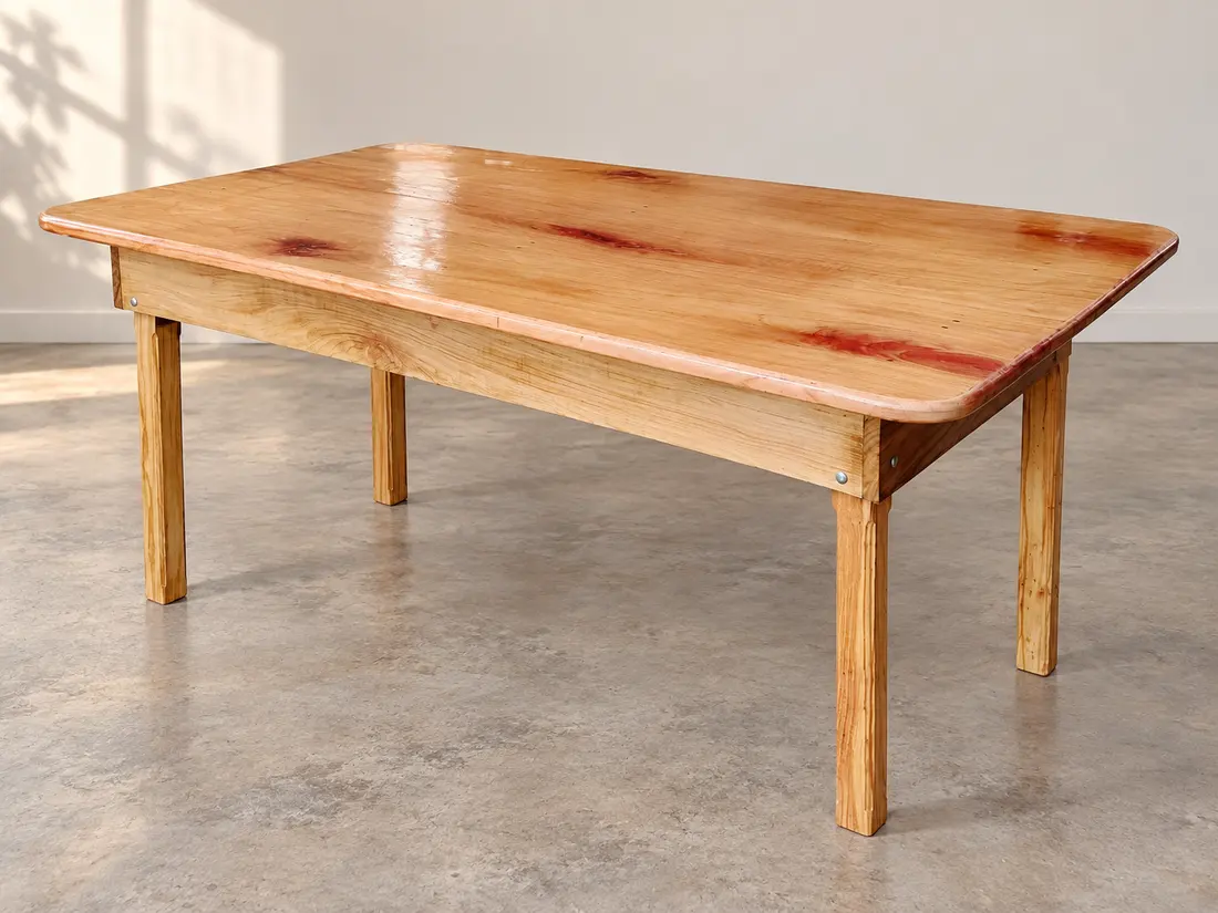Mesa de madera de tapa ancha — imagen 1